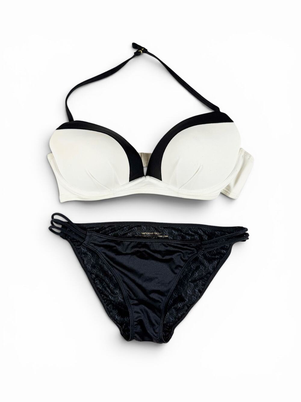 Victoria’s Secret The Angel Convertible Bikini Set Black White Size 34C Medium